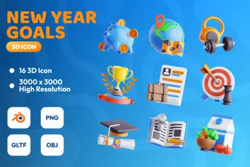 Resolución del año Nuevo Paquete de Icon 3D