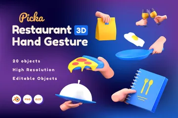 Restaurant Hand Gesture 3D Icon Pack