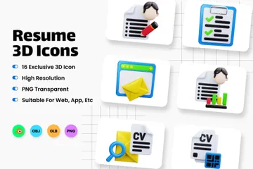 Resume 3D Icon Pack