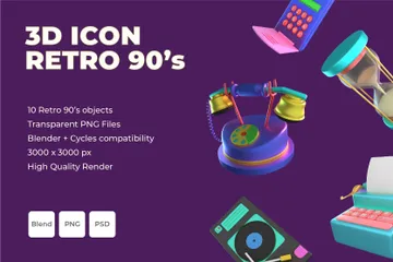Retrô dos anos 90 Pacote de Icon 3D