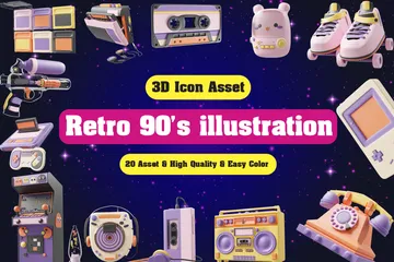 Retro 90's 3D Icon Pack