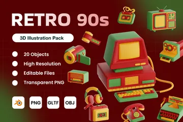 Retro 90's 3D Icon Pack