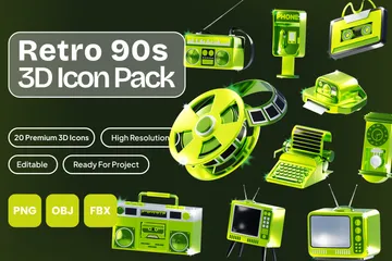 Anos 90 retrô Pacote de Icon 3D