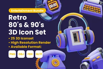 Anos 90 retrô Pacote de Icon 3D
