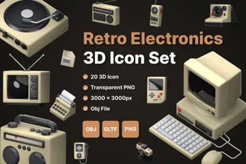 Electrónica retro Paquete de Icon 3D