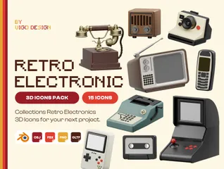 Retro Electronics 3D Icon Pack