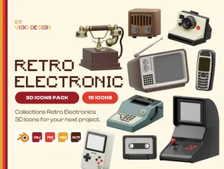 Électronique rétro Pack 3D Icon