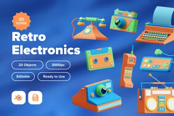 Électronique rétro Pack 3D Icon