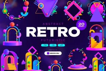 Abstracto retro futurista 3D Icon Pack