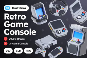 Retro Game Console 3D Icon Pack