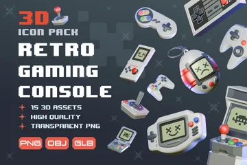 Retro Gaming Console 3D Icon Pack