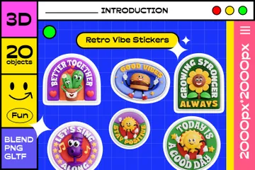 Retro Vibe Stickers 3D Icon Pack