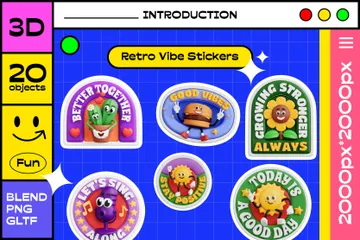 Retro Vibe Stickers 3D Sticker Pack