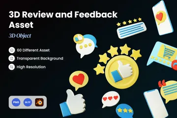 Revisão e feedback Pacote de Icon 3D