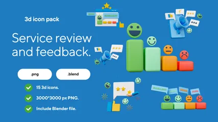 Revisão e feedback do serviço Pacote de Icon 3D