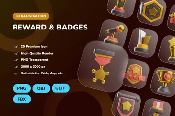 Reward And Badges 3D Icon Pack