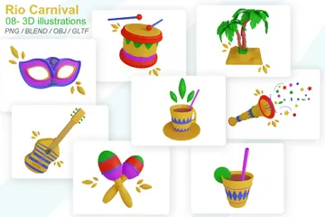 Carnaval carioca Pacote de Icon 3D