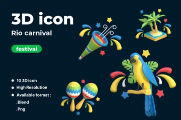 Carnaval carioca Pacote de Icon 3D