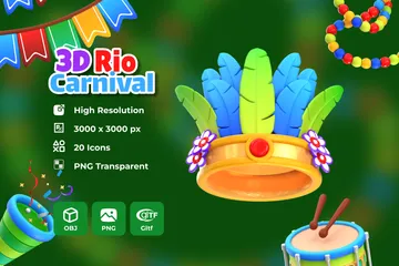 Carnaval carioca Pacote de Icon 3D