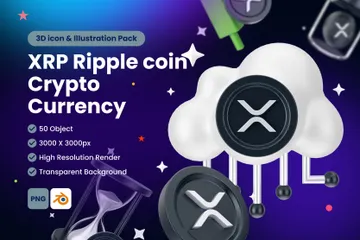 リップル XRP デジタルステーブルコイン暗号通貨 Vol 1 3D Iconパック