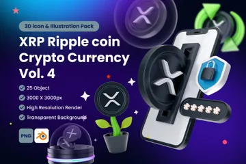 Ripple XRP Digital Stablecoin Cryptocurrency Vol 4 3D Icon Pack