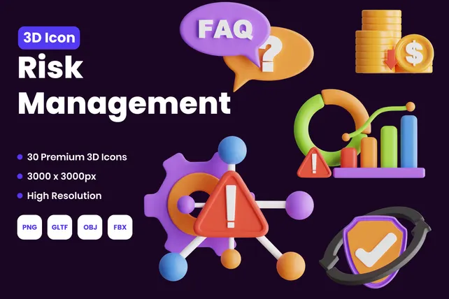 Premium Risk Management 3D Illustration pack from Services 3D Illustrations
