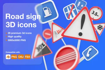 Road Sign 3D Icon Pack