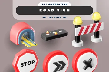 Road Sign 3D Icon Pack