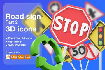 Road Sign Part 2 3D Icon Pack