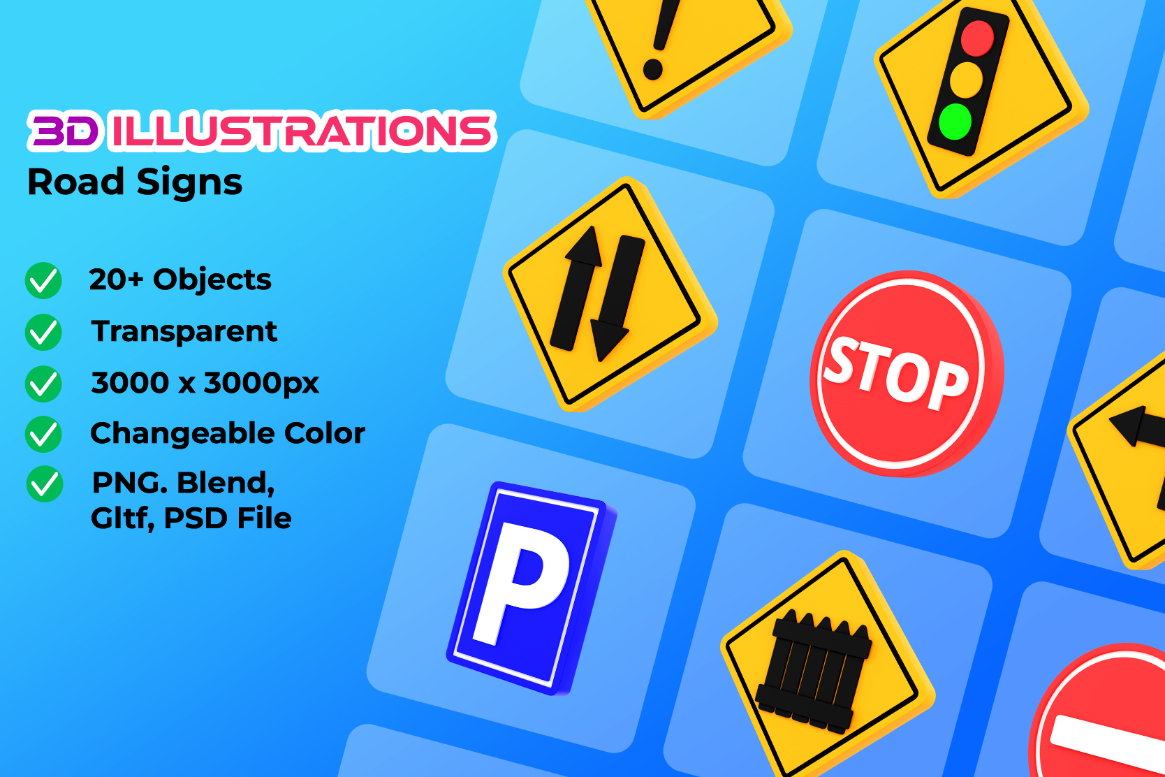 Premium Road Signs 3D Illustration Pack From Sign Symbols 3D premium-road-signs-3d-illustration-pack-from-sign-symbols-3d
