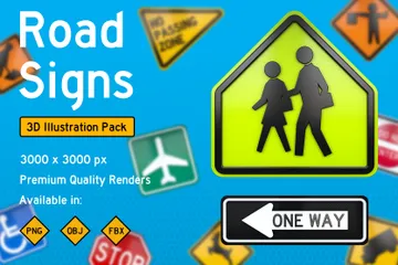 Road Signs 3D Icon Pack