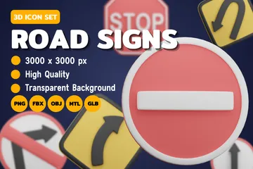 Road Signs 3D Icon Pack