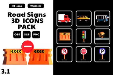 Road Signs 3D Icon Pack