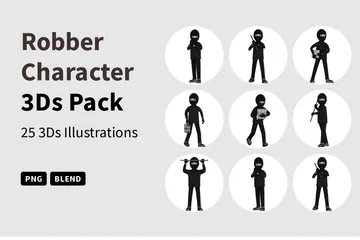 Robber Character 3D Illustration Pack