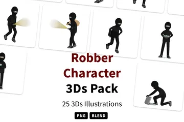 Robber Character 3D Illustration Pack