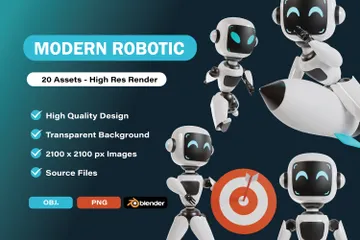 Robô fofo Pacote de Illustration 3D