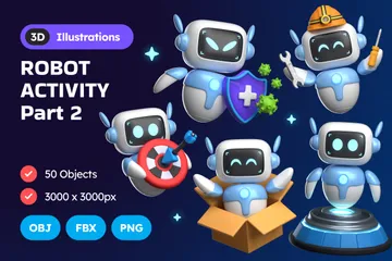 Robot Activity Part2 3D Illustration Pack