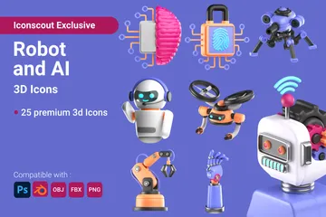 ロボットとAI 3D Iconパック