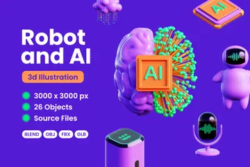 Robot And AI 3D Icon Pack