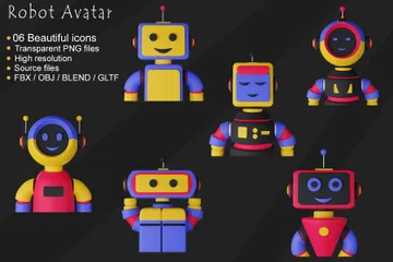 Robot Avatar 3D Icon Pack