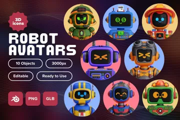 Robot Avatars 3D Icon Pack