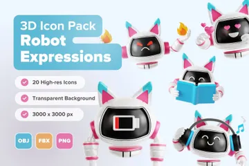 Robot Expressions 3D Icon Pack