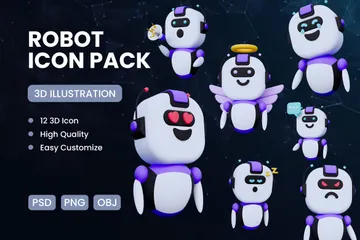 Roboter 3D Icon Pack