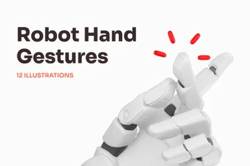 Roboter-Handgesten 3D Illustration Pack