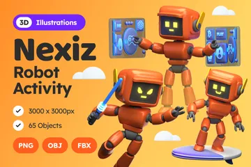 Roboteraktivität 3D Illustration Pack