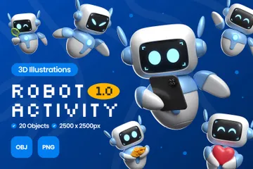 Roboteraktivität 3D Icon Pack