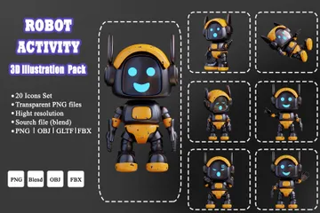 Roboteraktivität 3D Illustration Pack