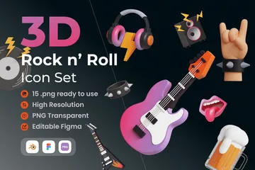 Rock and roll Paquete de Icon 3D