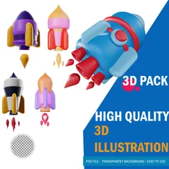 Rocket 3D Illustration Pack