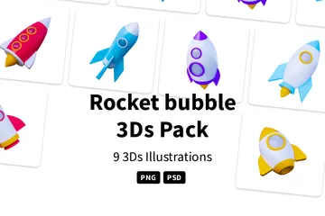 Rocket Bubble 3D Icon Pack